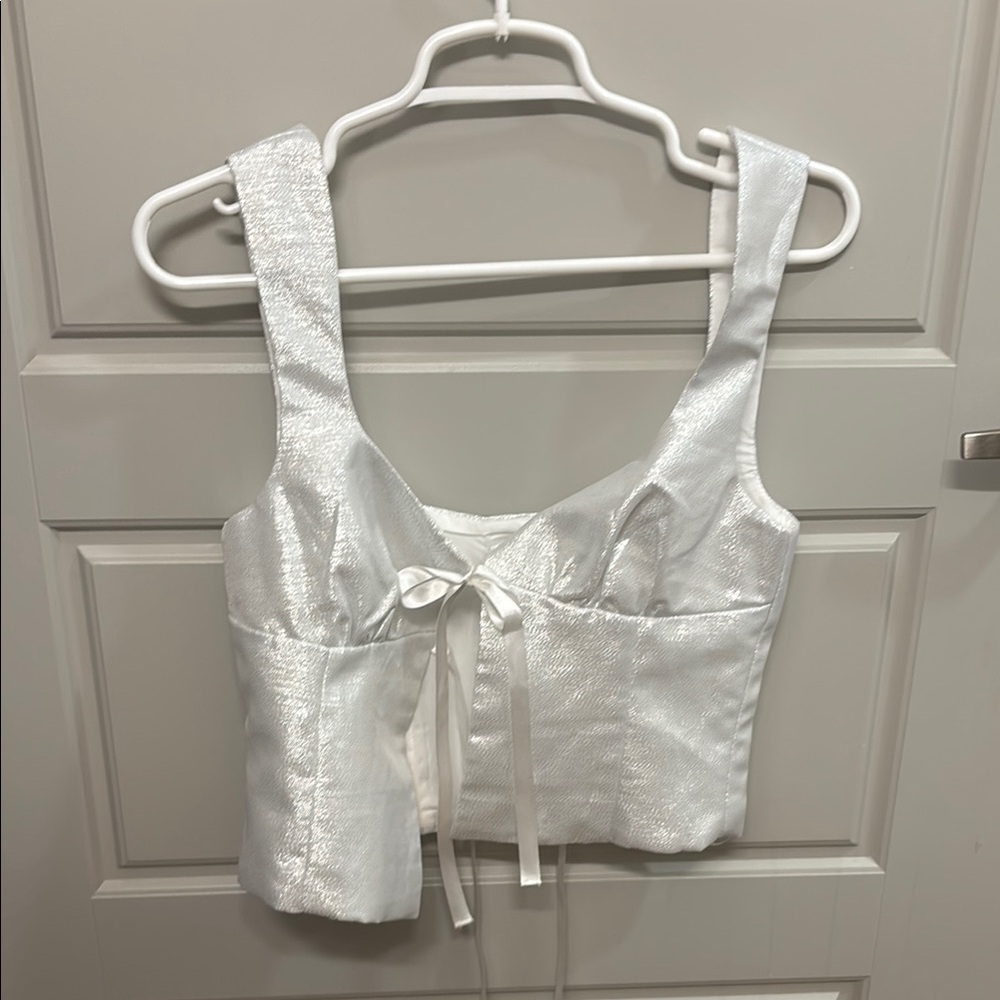 White Satin Sleeveless Top